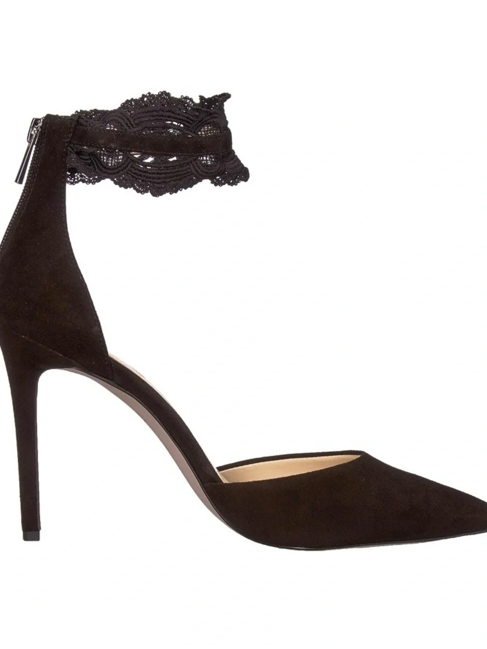 Jessica Simpson Portalynn Black Suede Lace Cuff d’Orsay Stiletto Heels 8.5 NWOB